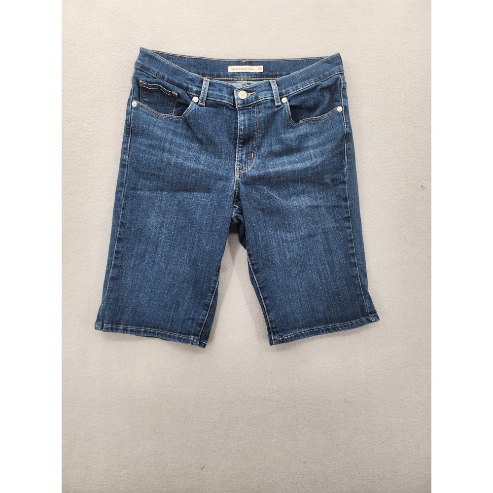 Levi's Classic Bermuda Shorts SZ 29 Dark Wash Stretch Denim Mid Rise Jean Shorts